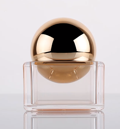 High quality acrylic square 15g 30g 50g luxury gold cosmetic empty face eye cream jars with ball cap spoon cream jar